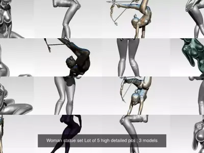 Woman statue set Lot of 5 high detailed pcs 3D Model Collection