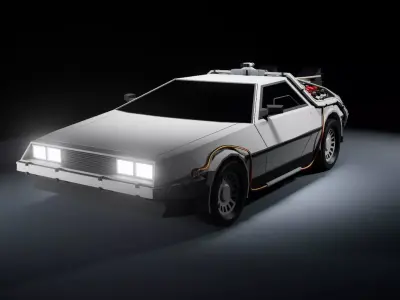 Time Machine 1981 DMC DeLorean Low-Poly Style Low-poly 3D model