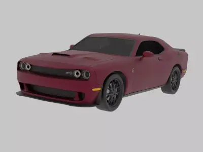 Dodge challenger SRT Hellcat with wheel animation 3D model