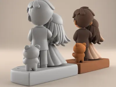 Wedding Couple Figurine 3D Model STL File 3D print model