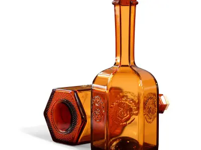 Color glass bottle 3D model