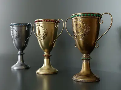 Set of cups with pedestals 3D model