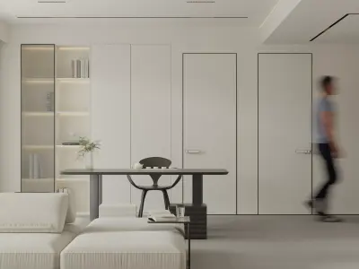 Modern living room dining room bedroom interior scenes 519 3D model