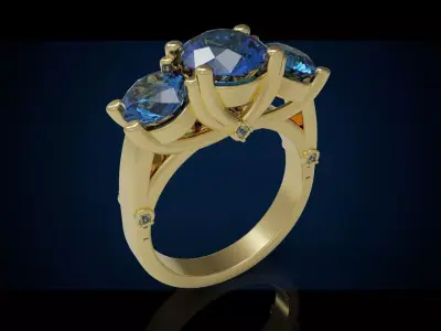 Three gemstone ring  Cg 3 16 3D print model