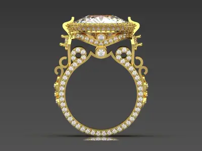 Luxury yellow gold wedding ring with diamond model jr00142 3D print model