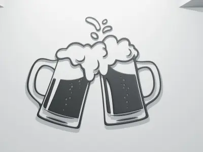 Kitchen Wall Decoration - Beer Mugs 3D model