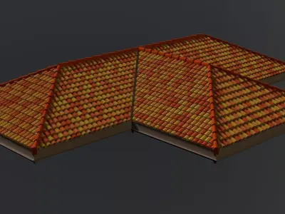 Hip roof with clay tiles 2301 3D model