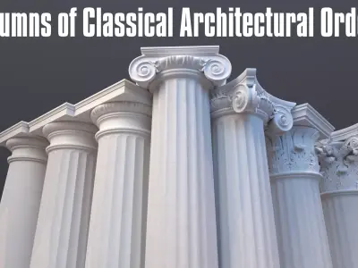 Columns of Classical Architectural Orders  Low-poly 3D model