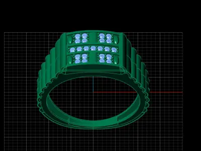 Print Ready STL 3DM  Gents Rings Diamond Men Ring  3D print model 226