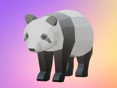 Low poly panda Low-poly 3D model