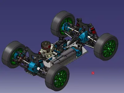 RC methanol fuel car chassis 3D model