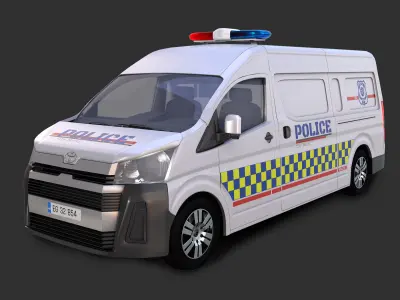 toyota hiace van - Ambulance - taxi - Post - police 3D model