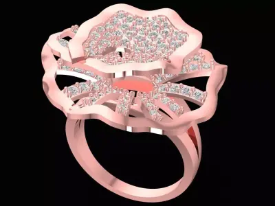 Luxury Flower Diamond Ring for Women 2610 3D print model