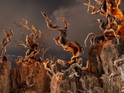 Twisted snags Low-poly 3D model