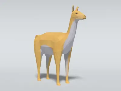 Low Poly Cartoon Llama Guanaco Low-poly 3D model
