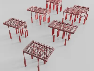 Metal Canopies Low-poly 3D model