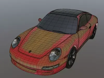 Porsche 911 Targa 4S 2007 old car exterior Low-poly 3D model