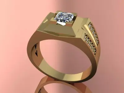 Elegant Mens Ring Jewelry Gold 3D print model