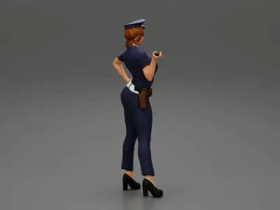 sexy officer police woman posing 3D print model
