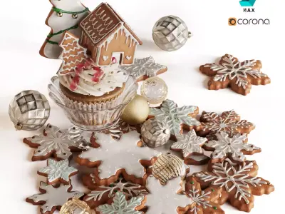 Christmas Cookies with icing 3D model