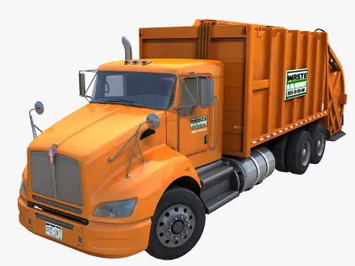 Industrial garbage truck Low-poly 3D model