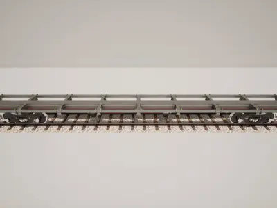 Animated game-ready FlatcarL Low-poly 3D model