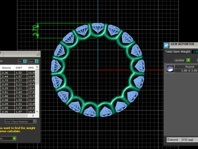 U Shaped Eternity Ring 3 point 8 mm stone size swiss 9 and EU49 3D print model