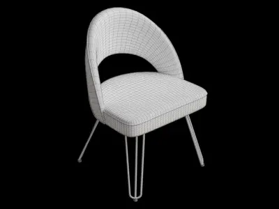 Velvet Retro Side Chair In Black Low-poly 3D model