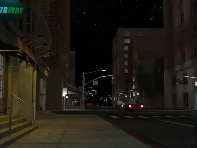 Realistic Street 3d model city at night 3D model