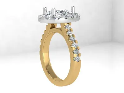 Pear Halo Ring 4175 3D print model