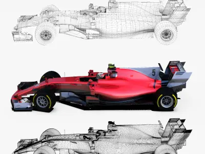 Formula 1 2017 car Low-poly 3D model