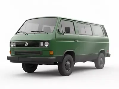 Classic 1980s Utility Van Volkswagen T3 Low-poly 3D model