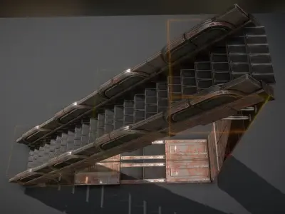 Sci-Fi Stairs Collection Rusty and Basic Version Low-poly 3D model