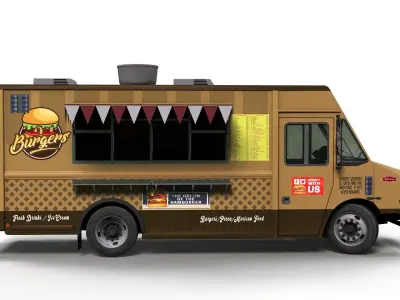 Freightlier food truck Low-poly 3D model