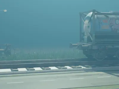 Volumetric blurry train stoppage landscape scene  3D model