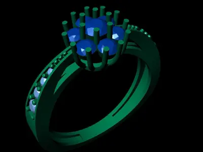 Women Ring 36 light weight diamond cluster engagement ring 3D print model