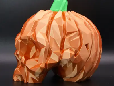 Pumpkin Skull - Low Poly 3D print model