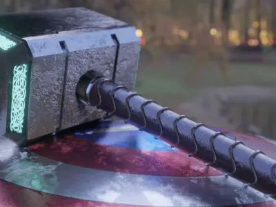 Mjolnir and Hammer Free 3D model