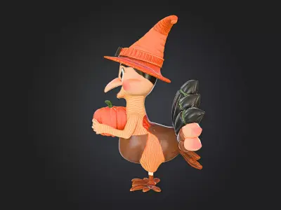 Charming Thanksgiving Turkey Printable Holiday For Home Decor 3D model