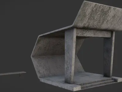 Soviet Concrete Bus Stop Low-poly 3D model