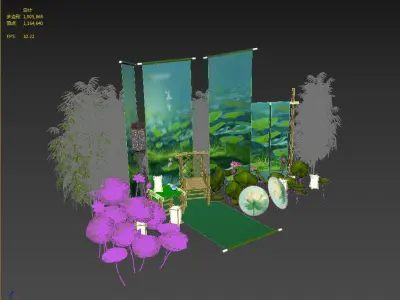 Chinese style artistic conception and styling 3D model