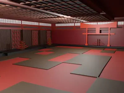 Dojo Fighting Hall Low-poly 3D model