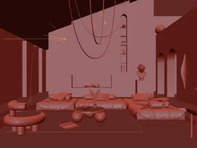 Living Room Interior Scene 3D model