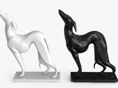 Dog Statuette Low-poly 3D model