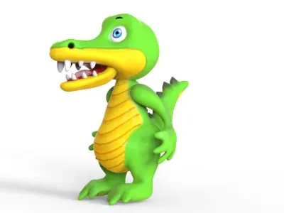 Crocodile Cartoon Low-poly 3D model