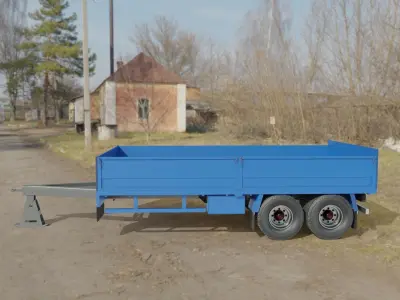Agricultural Trailer Low-poly 3D model