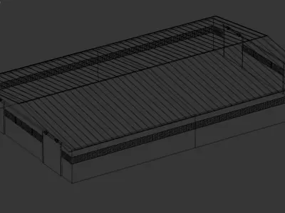 Large industrial warehouse structure 3D model