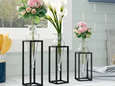 Clear Cockayne 3 Piece Amphora Vase Set 3D model