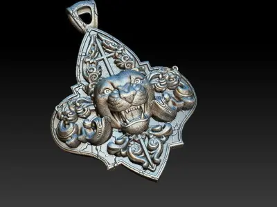  Pendant Panther  and  cherub 3D model