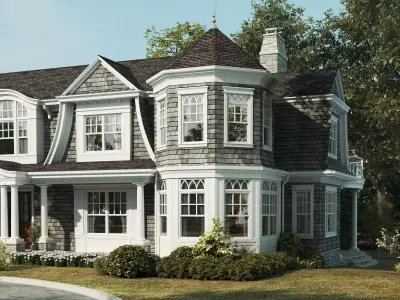3D house model of a New England style luxury home Low-poly 3D model